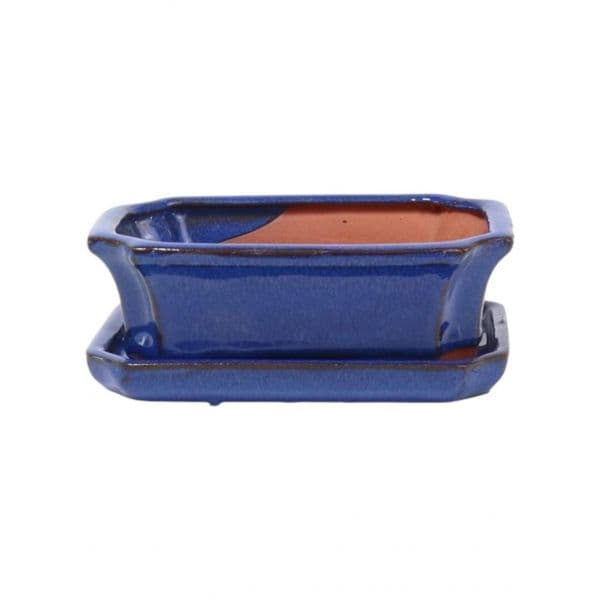 Luso Bonsai Vaso de Bonsai Rectangular + Prato 26*19,5*8 cm Azul - Yixing - 83842