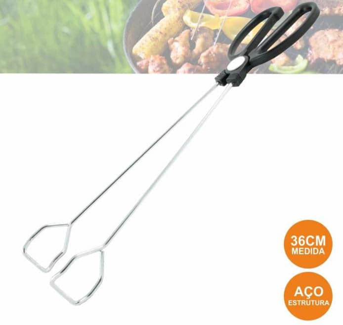PINÇA PARA CHURRASCO BBQ456 EM INOX 36CM