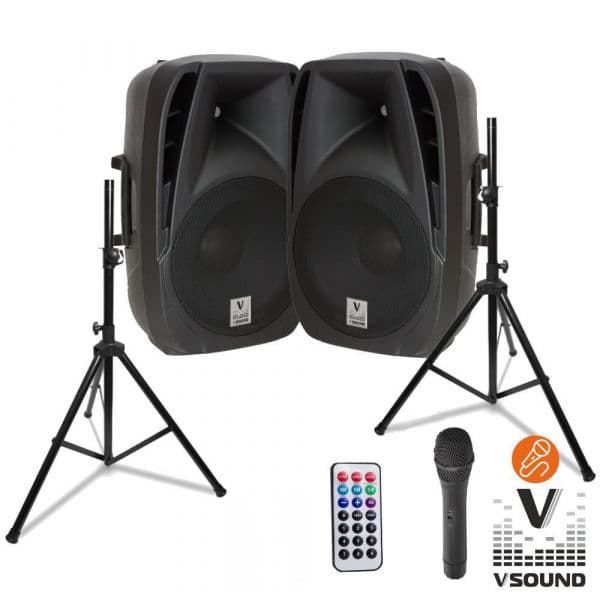 VSound Colunas Ativa+Passiva 15" 2x500W USB/BT/SD MICRO - VSSG15A