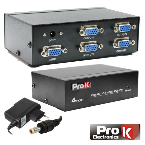 Prok Distribuidor Vga Amplificado 1 Entrada 4 Saídas - PK-VGA1E4S
