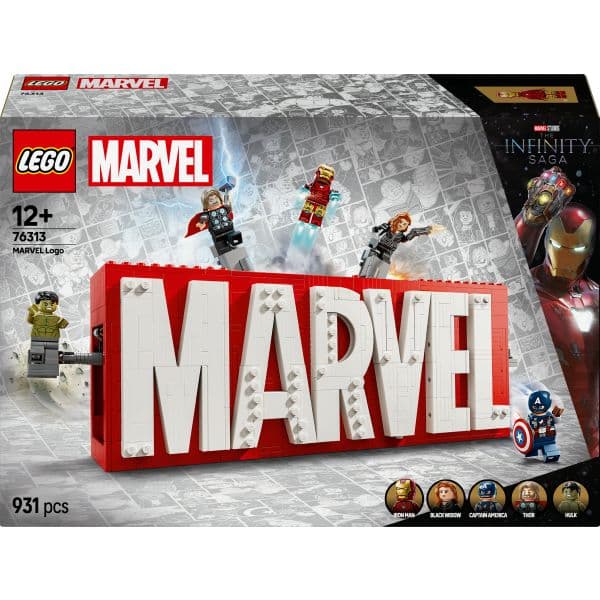LEGO Marvel Logótipo Mervel e Minifiguras - 76313