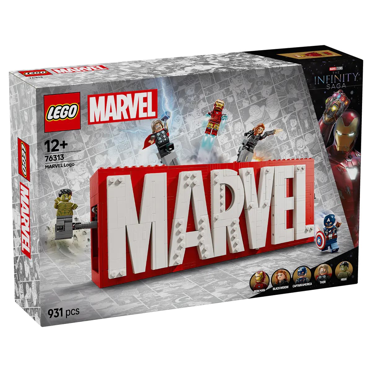 LEGO Marvel Logótipo Mervel e Minifiguras - 76313