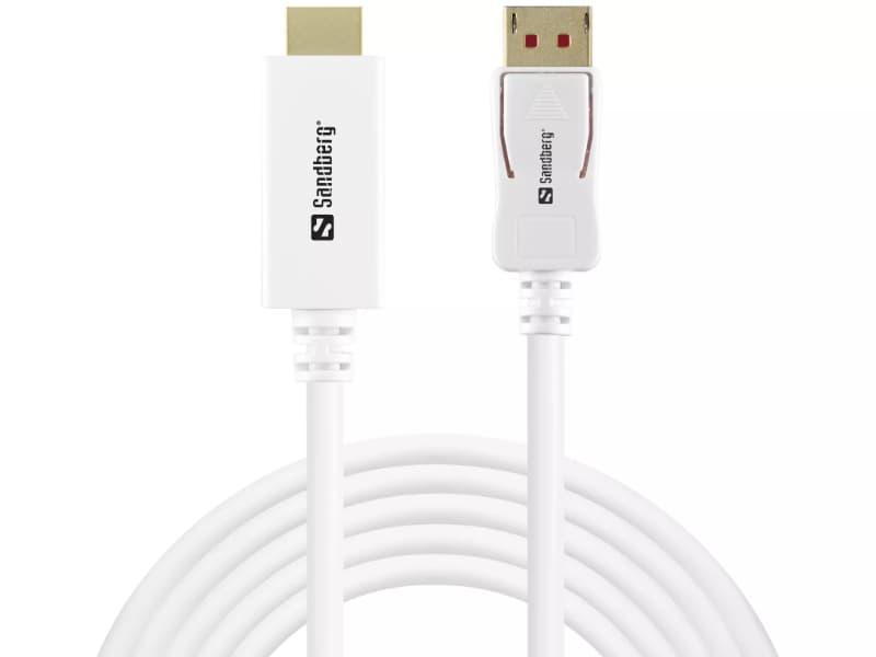 Cabo Sandberg DisplayPort 1.4-HDMI 4K60Hz 2m Branco - MEGAONLINE