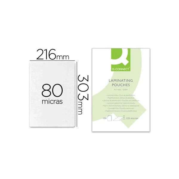 Q-Connect 100 un. Bolsas Plastificar 216x303mm 80mc