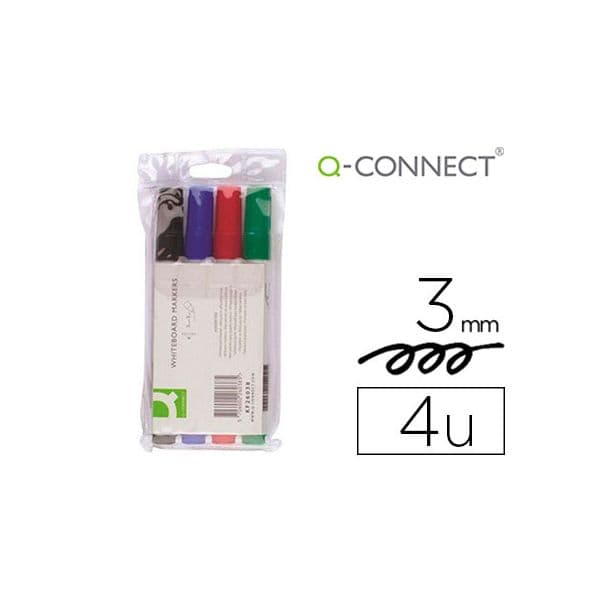 Q-Connect 4 un. Marcadores Quadro Branco 4 Sortido - KF26038