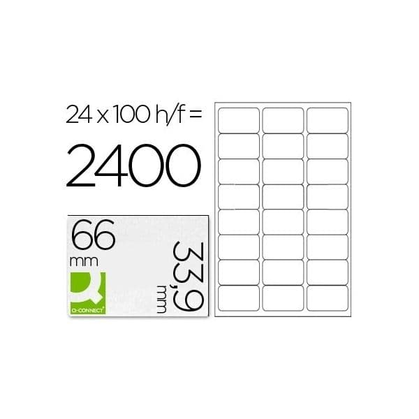 Q-Connect 100 Fls Etiquetas Adesivas Cantos Redondos 66x33.9cm - Caixa de 5 unidades