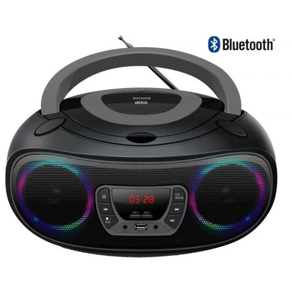 Denver Rádio FM 2x 2W c/ MP3/CD/USB/BLUETOOTH/AUX + Efeitos LED Preto