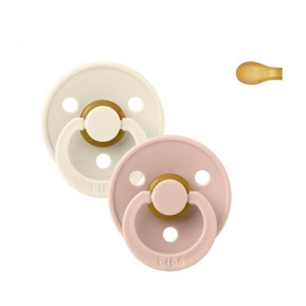 Bibs Colour Pack 2 Chupetas Tetina Simétrica Látex 0-6M Ivory/Blush