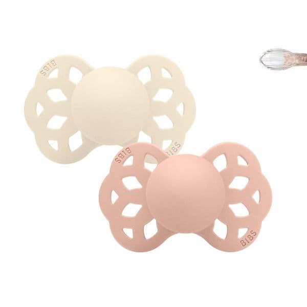 Bibs 2 Chupetas Silicone Infinity Symmetric 0-6M Ivory/blush