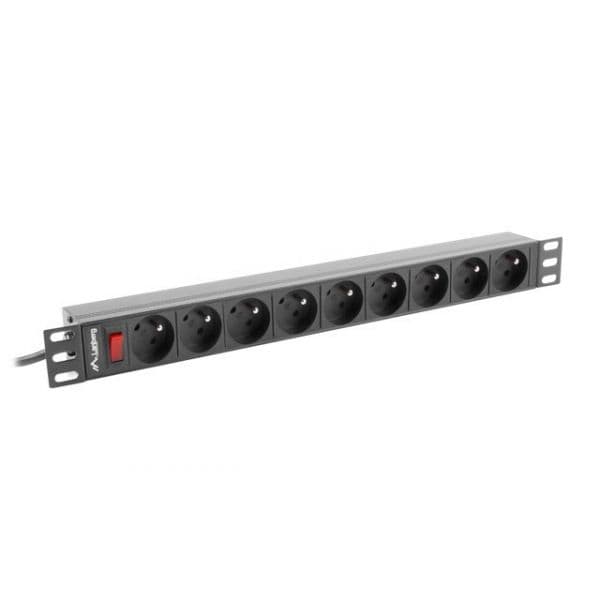 Lanberg -09e-0300-bk pdu 9 tomada(s) ca 1u preto - - PDU-09E-0300-BK