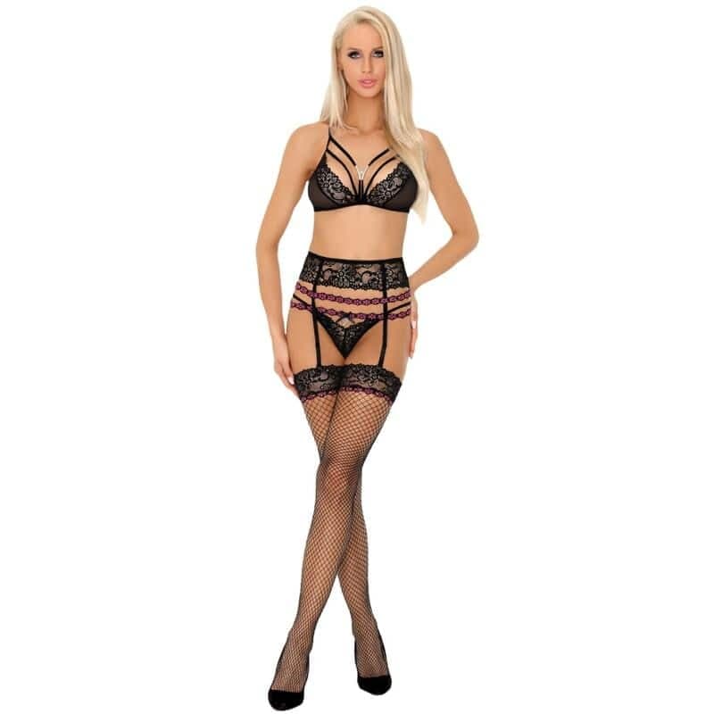 Livco Corsetti Fashion Snehana Lc 90443 Sujetador + Liguero + Panty Negro S/M (D-239229)