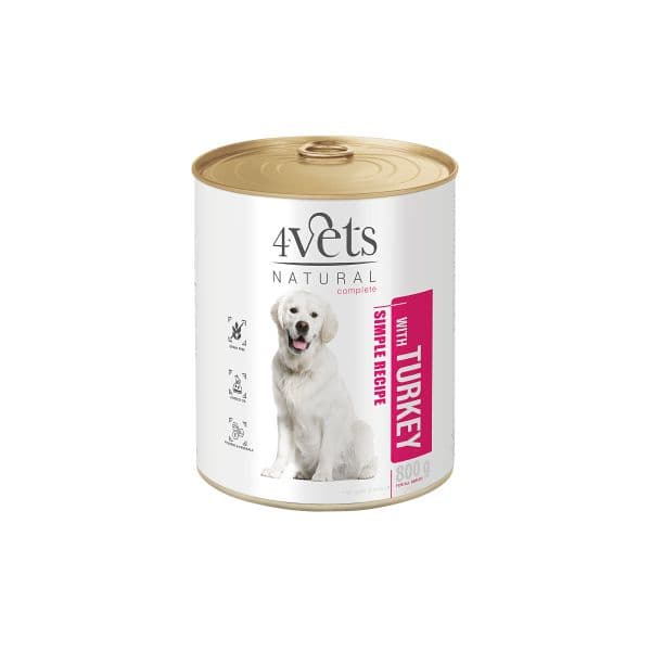 Ração Húmida 4Vets Natural Simple Recipe com Peru 400g