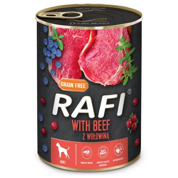 Ração Húmida Rafi Adulto Vaca, Arandos e Mirtilos Patê 400g
