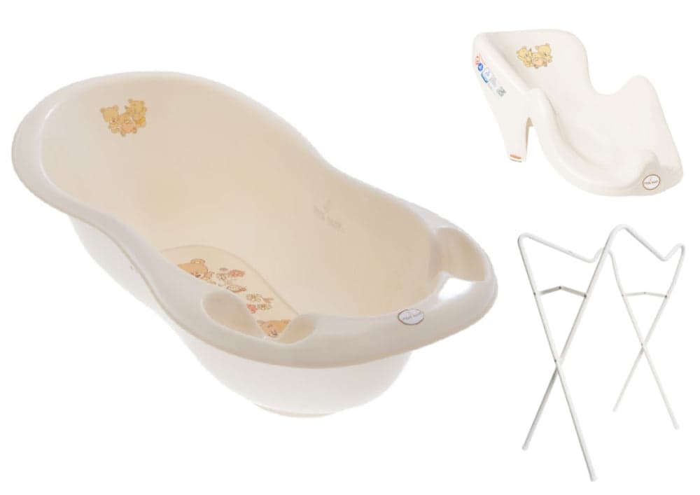 Banheira 86 cm com suporte, assento anti-derrapante e sistema de drenagem B.Active Teddy Bear Beige