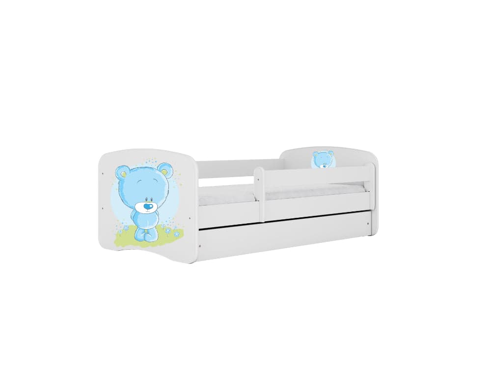 Cama 180 x 80 cm Kocot Kids com colchão BabyDreams Blue Teddybear White