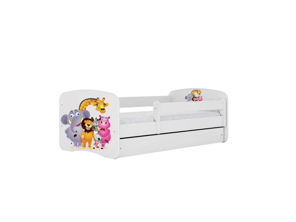 Cama 140 x 70 cm Kocot Kids com colchão BabyDreams Zoo White