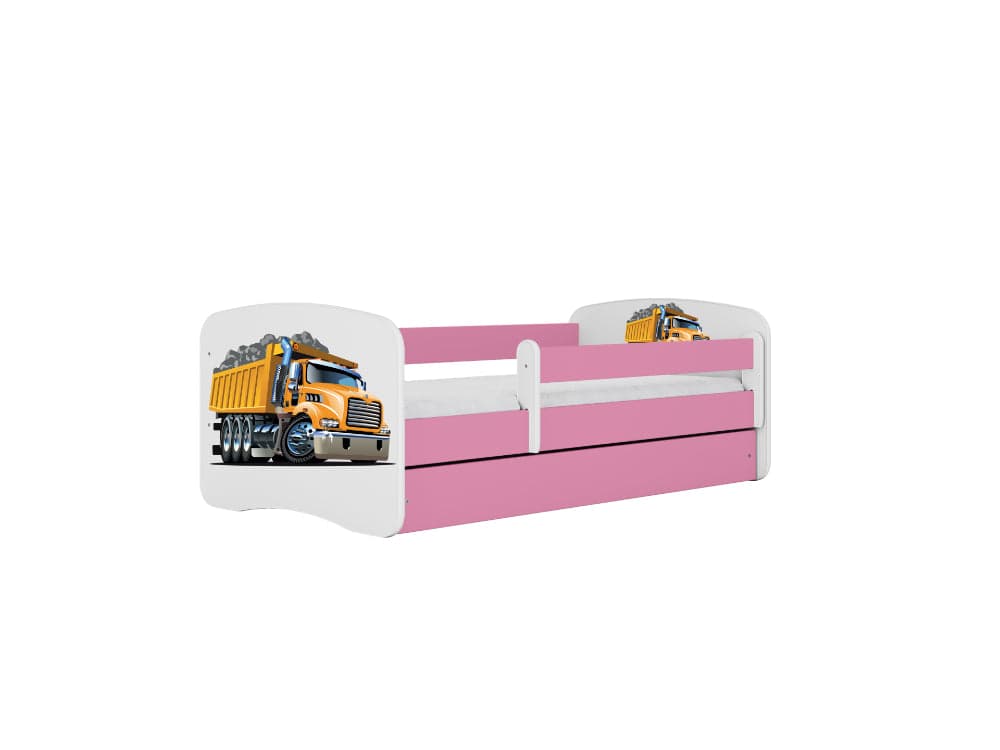 Cama 140 x 70 cm Kocot Kids com colchão BabyDreams Truck Pink
