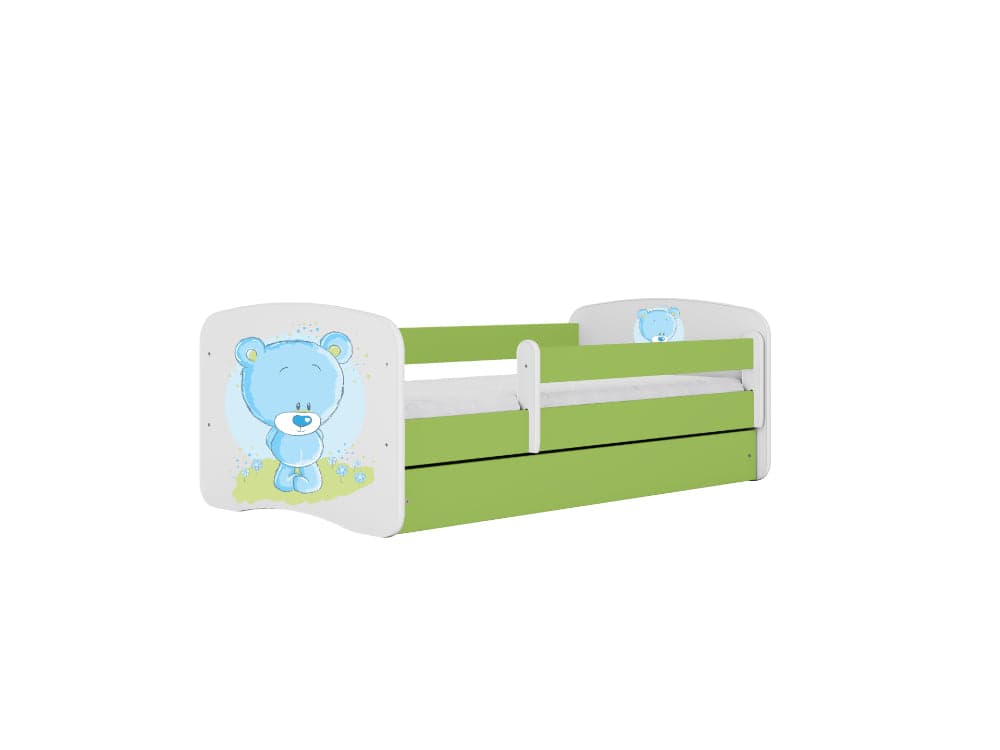 Cama 180 x 80 cm Kocot Kids com colchão BabyDreams Blue Teddybear Green