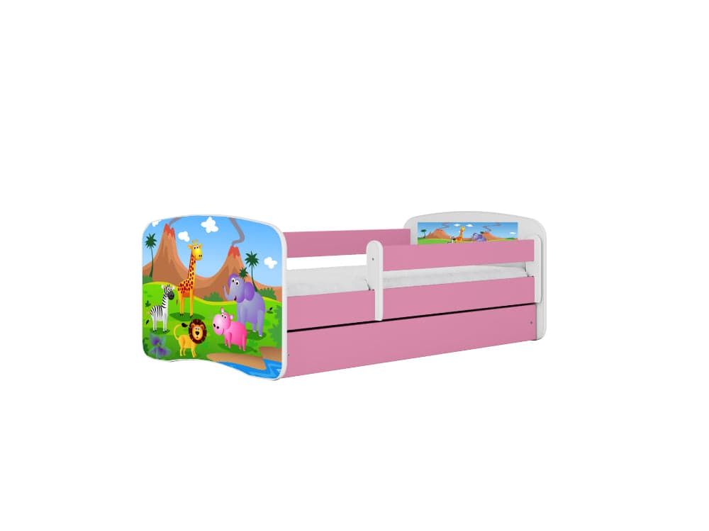 Cama 180 x 80 cm Kocot Kids com gaveta BabyDreams Safari Pink