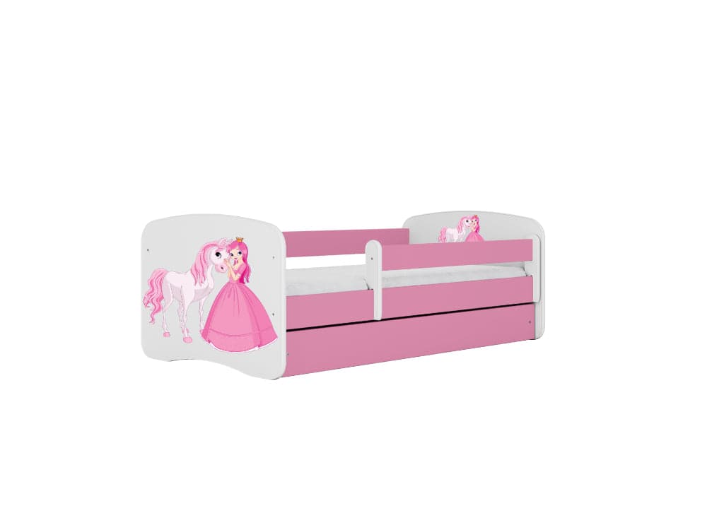 Cama 180 x 80 cm Kocot Kids com colchão BabyDreams Princess and Horse Pink