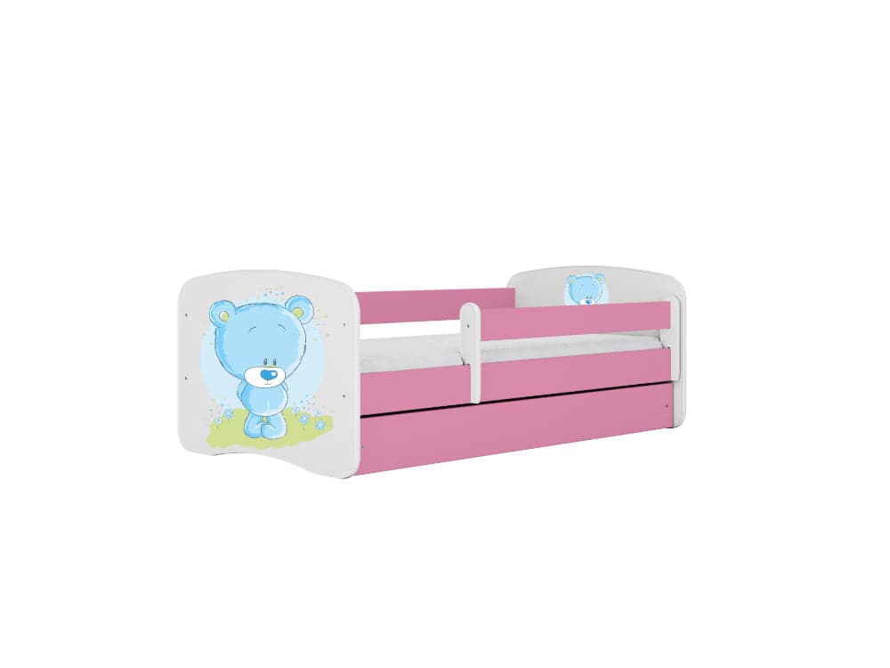 Cama 180 x 80 cm Kocot Kids com colchão BabyDreams Blue Teddybear Pink