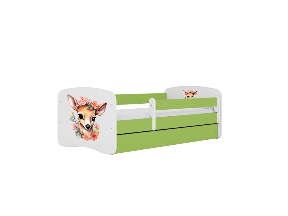 Cama 140 x 70 cm Kocot Kids com gaveta e colchão BabyDreams Bambi Green