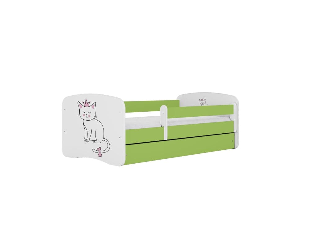 Cama 180 x 80 cm Kocot Kids com colchão BabyDreams Cat Green
