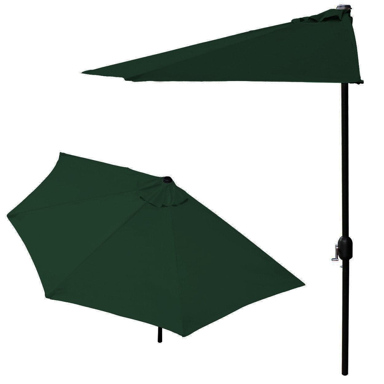Guarda-sol meia lua 240 cm verde com base