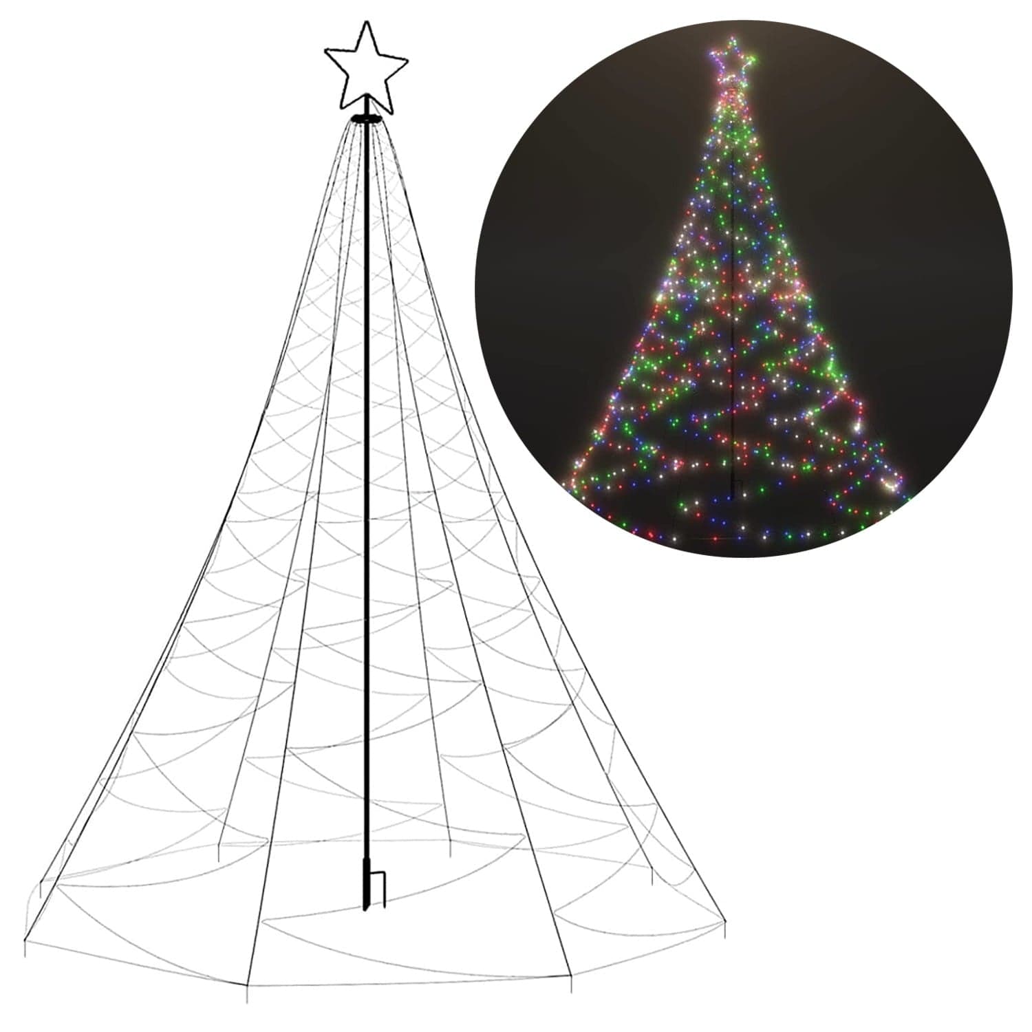 Árvore de Natal tipo poste 300 cm LED IP44