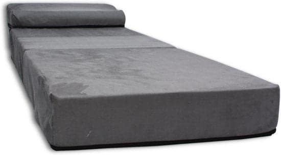Colchão dobrável com almofada 200x70x15 cm cinzento