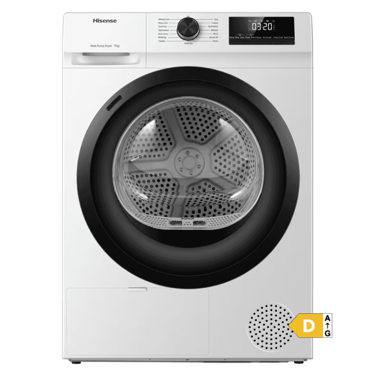 Máquina de Secar Roupa Hisense DHQE900UWDC 9Kg Classe D Branco