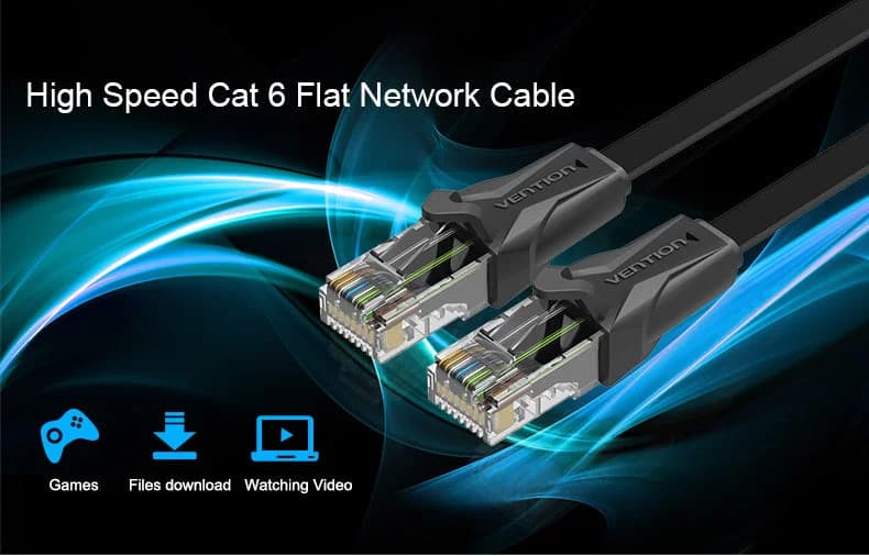 Vention IBABJ Cabo de Rede Cat6 UTP Flat/Rígido 5m Preto