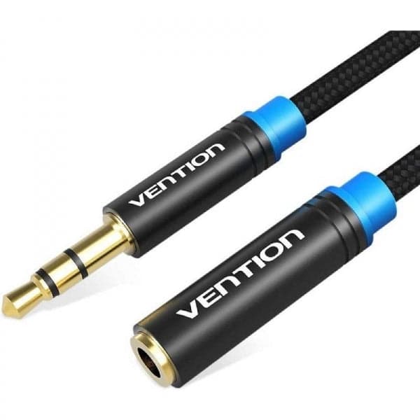 VENTION VAB-B06-B300-M Cabo de Extensão Áudio Estéreo Jack 3.5 Macho para Fêmea 3m Preto
