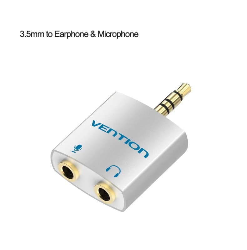 Adaptador Vention de Áudio Jack 3,5mm para 2 Jack Fêmea Microfone e Auricular