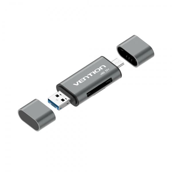 Vention CCHH0 Leitor de Cartões USB 3.0 Preto e Cinza