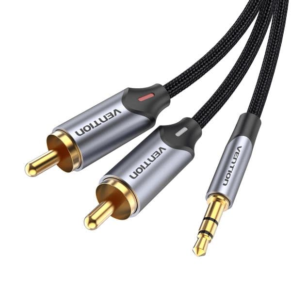 Vention BCNBG Cabo Áudio 2x RCA Macho - Jack 3.5 Macho 1.5m Cinza