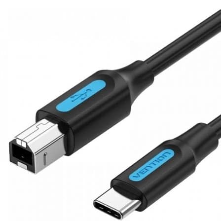 Vention CQUBG Cabo Impressora USB 2.0 Tipo C para B Macho 480Mbps 2A 1.5m Preto