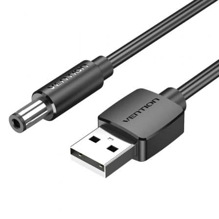 Cabo de Alimentação Vention / DC 5.5mm Macho / 1m / Preto / VEN-CAB_CEYBF