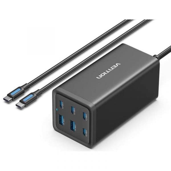 Vention FENB0-EU Carregador de Parede 4xUSB Tipo-C 2xUSB 200W Preto