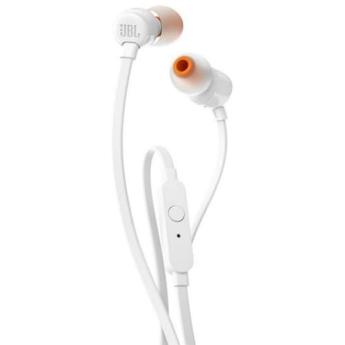 Auriculares JBL Tune 110 – Intra-auriculares com Fio, Microfone e Jack 3.5 mm – Branco