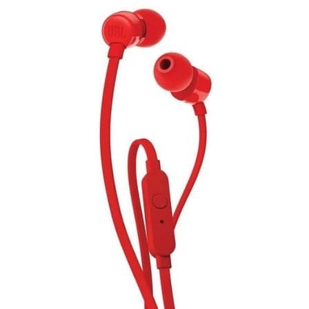 Auriculares JBL Tune 110 – Intra-auriculares com Fio, Microfone e Jack 3.5 mm – Vermelhos