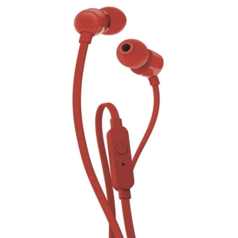 Auriculares JBL Tune 110 – Intra-auriculares com Fio, Microfone e Jack 3.5 mm – Vermelhos