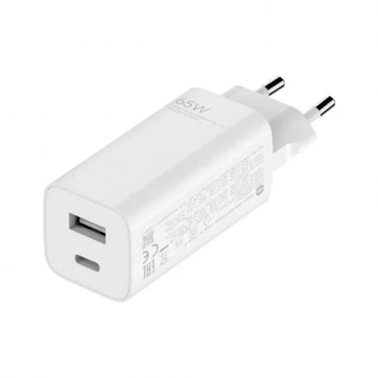 Carregador Xiaomi Mi Fast Charger 65W GaN USB Type-A + Type-C Branco