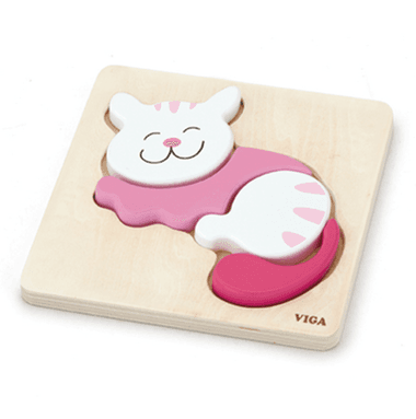 Puzzle De Blocos Com Formas Gato Viga