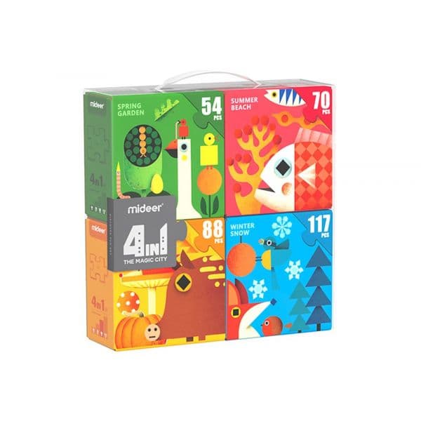 Mideer Puzzle 4 em 1 Estacoes 54/70/88/117 Peças - MD3166