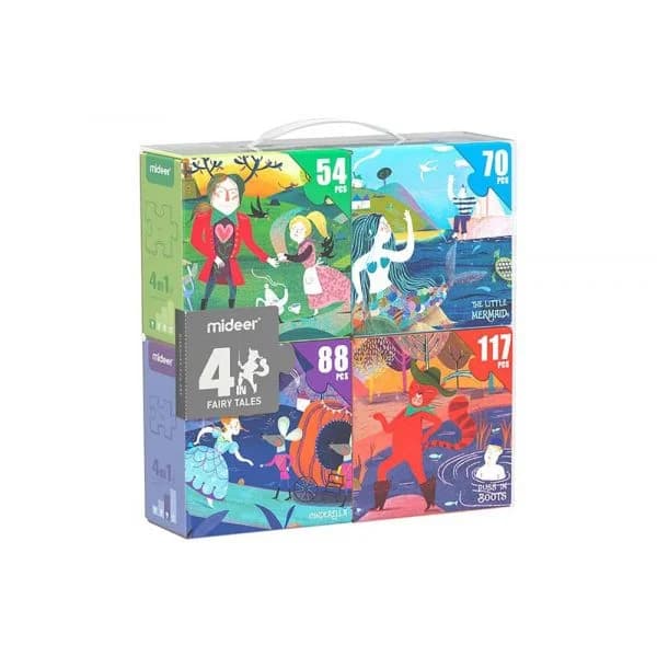 Mideer Puzzle 4 em 1 Conto de Fadas 54/70/88/117 Peças - MD3199