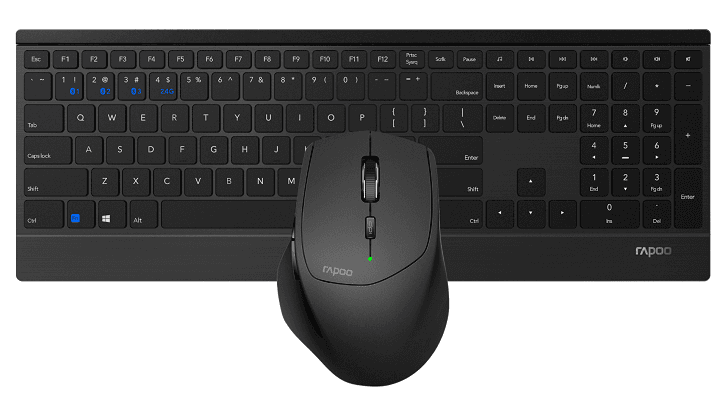 KIT TECLADO + RATO RAPOO 9500M MULTI-MODE WIRELESS ULTRA-SLIM DES