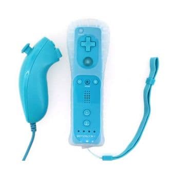 Comando Compatível Wii Remote c/ Wii Motion Plus + Nunchuck Azul