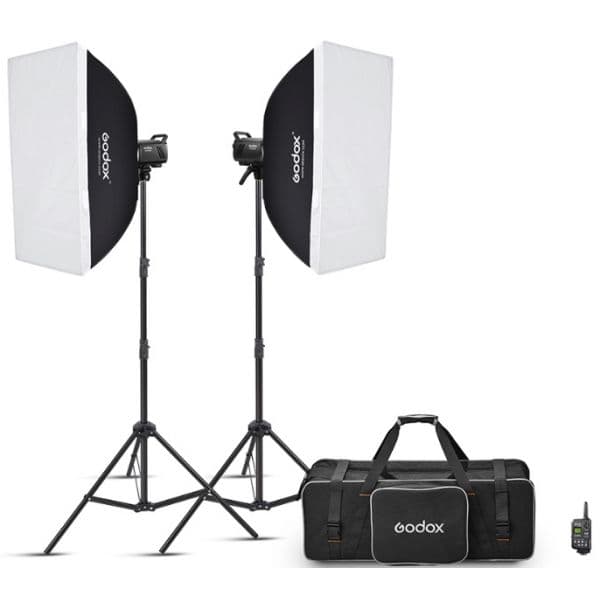 Godox MS300V-F Kit de 2 Flash de Estúdio (com Suportes, Softbox E Sa - GODOXD243471