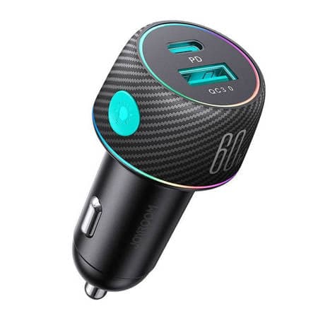 Carregador de carro 60W USB-C USB-A Joyroom JR-CCN01 - preto